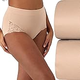 Bali womens Breathe Lace Shaping Brief, Breathable Modal Firm Control Shapewear Panty, 2-pack