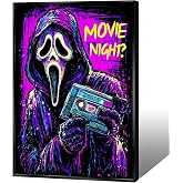 Vintage Halloween Graffiti Skeleton Canvas Posters Cool Skull Mask Face Wall Art Dark Academia Psychedelic Horror Prints Painting For Living Room Bedroom Dorm Wall Decor 8x12in Unframed