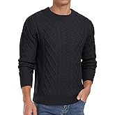 Askdeer Men's Pullover Sweater Fisherman Long Sleeve Chunky Knit Sweater Classic Casual Crewneck Sweaters