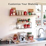 Pipishell Paulownia Wood Floating Shelves with Wire Basket Set of 3 Natural view 2