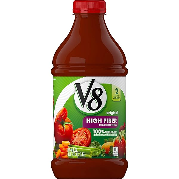 V8 HIGH FIBER 100% VEGETABLE JUICE, 46 OZ. BOTTLE