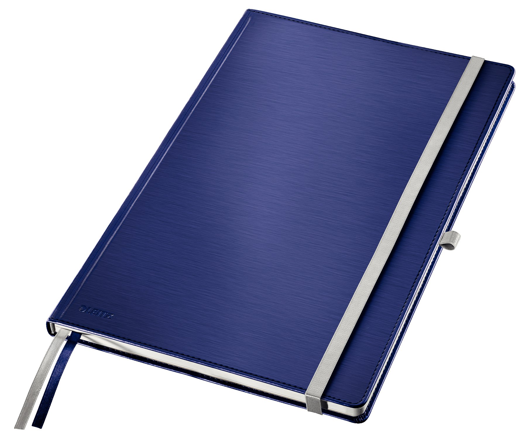 Leitz A4 Hard Cover Notebook, Ruled with 2 Textile Page Markers, 100 gsm Ivory Paper, Style Range, Titan Blue, 80 Sheets