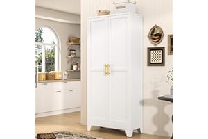 PAOFIN 71" Tall Metal Pantry Storage Cabinet with Doors and 4 Adjustable Shelves, White Kitchen Food Pantry Cabinets, Tall Freestanding Cupboard for Kitchen, Dining Room or Living Room