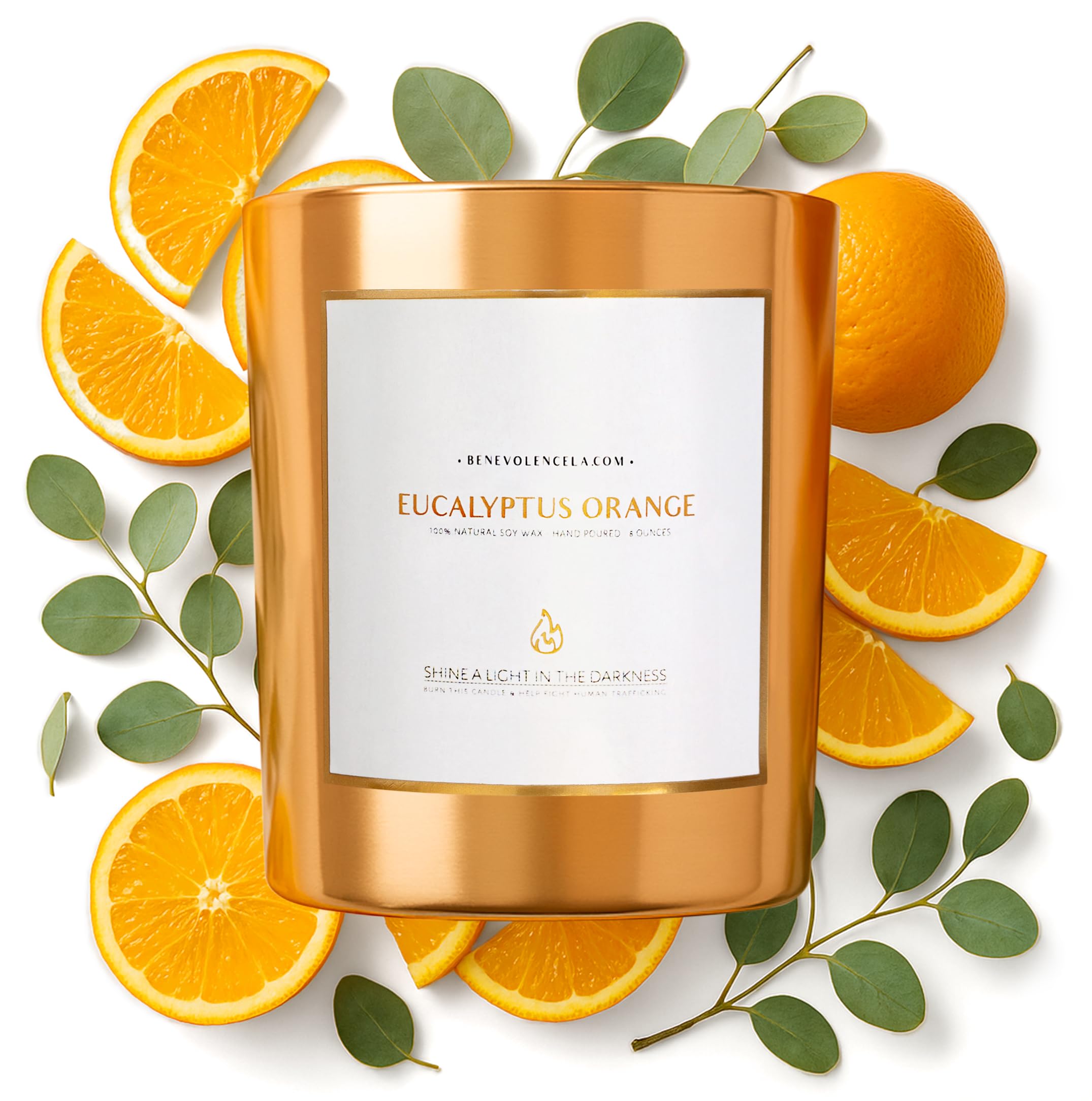 Photo 1 of Benevolence LA Eucalyptus Orange Wood Wick Candles | Soy Scented Candles for Home | Gifts for Women and Men | Home Fragrance | Aromatherapy | Shelf Decor, Bathroom Freshener | 8oz, 45 Hour Burn