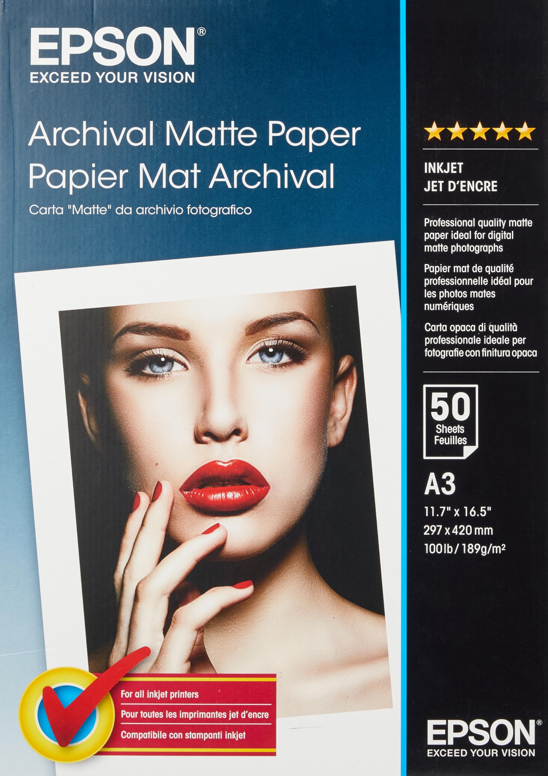 Epson 2357148 Archival Matte Paper Matte paper A3 (297 x 420 mm) 189g / m2 50 sheets