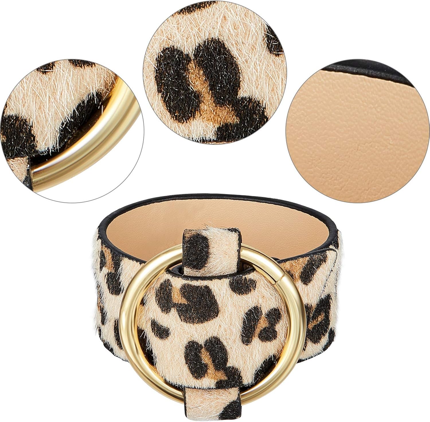Hicarer 5 Pieces Leopard Tube Bracelet Multilayer Leather Cuff Bracelet Boho Leopard Wrap Bracelet: Jewelry