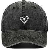 Epsoco Vintage Heart Embroidered Washed Baseball Cap for Women Cute Cotton Low Profile Adjustable Dad Hat