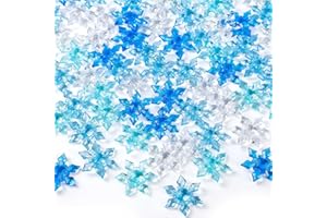 BOARDFEB 120Pcs Winter Acrylic Snowflake Ornaments 3D Blue Translucent Snowflake Crystals Gems Christmas Xmas Pendant Beads DIY Crafts for Vase Filler, Party Wedding Arts Crafts Decoration