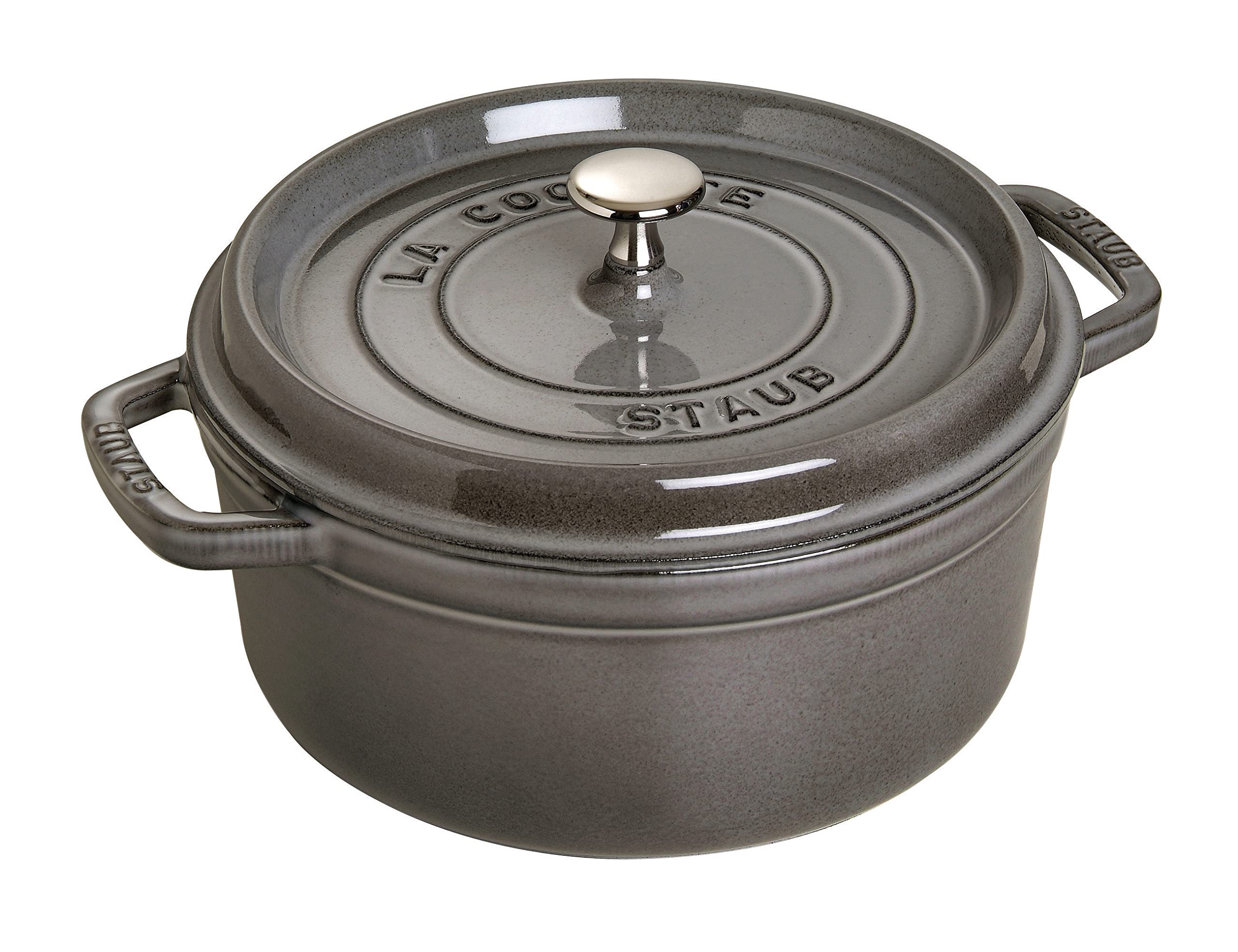 STAUB Cast Iron Roaster/Cocotte, Round, 24 cm, 3.8 L, Graphite Grey