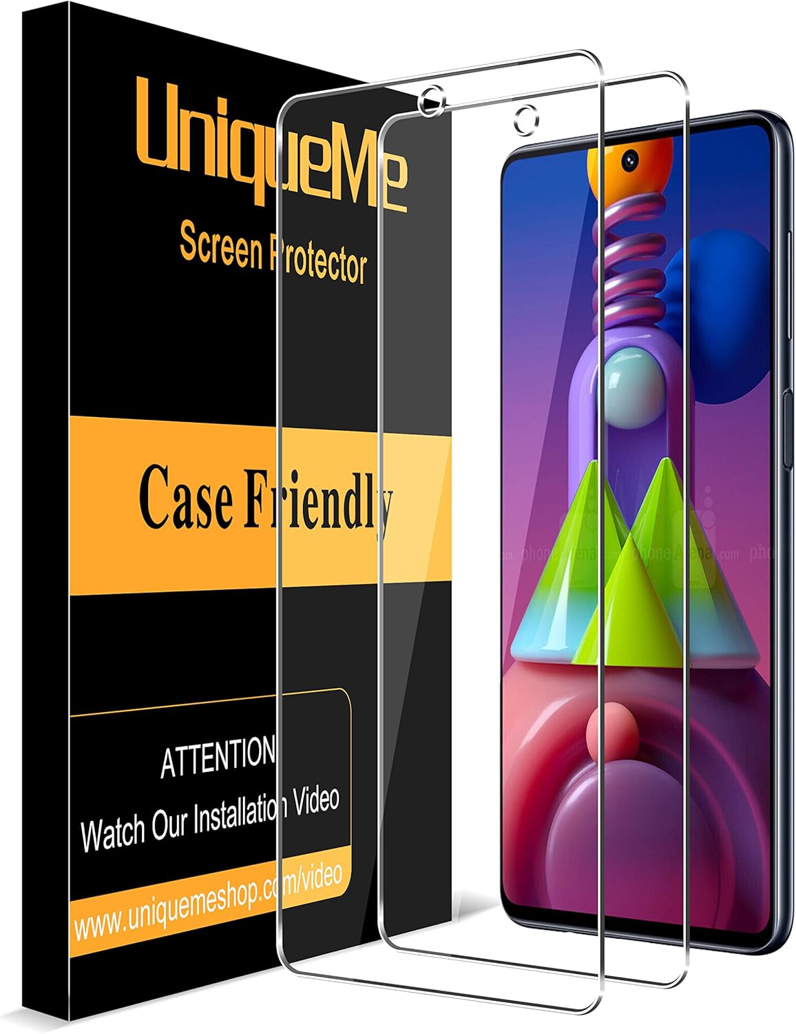 [2 Pack] UniqueMe Screen Protector for Samsung Galaxy M51 Tempered Glass, [Case