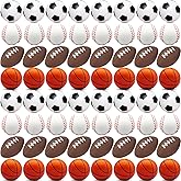 60 Pieces Sports Stress Balls for Kids Mini Footballs Ball, Soccer, Basketball, Baseball Foam Squeeze Stress Balls for Anxiety Relief Relaxation, Sport Party Favor Class Prize Birthday Pet Toys