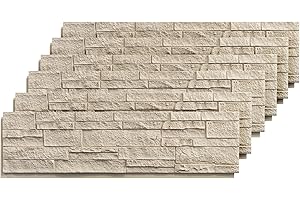 ROOMTEC 6-Packs Faux Stone Wall Covering Panels for Interior and Exterior Decor, PU Stone Veneer Exterior, Exterior Siding Panels for DIY Home Improvement Projects, 46.46" x 12.99"