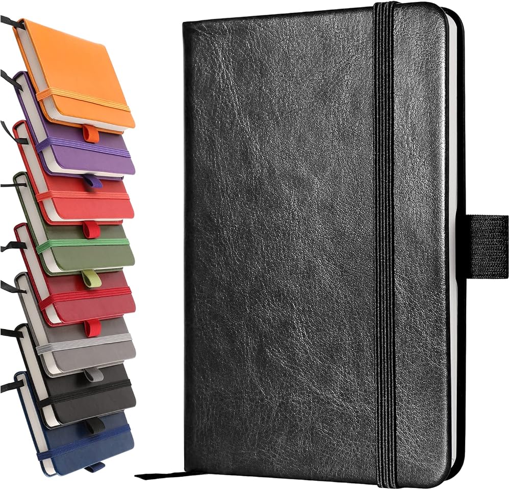 Lefute A6 Notebooks Pocket Notebook Softcover PU Leather 200 Pages Black