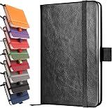 Lefute A6 Notebooks Pocket Notebook Softcover PU Leather 200 Pages Black