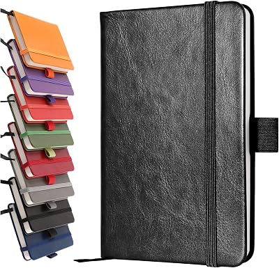 Lefute A6 Notebooks Pocket Notebook Softcover PU Leather 200 Pages Black
