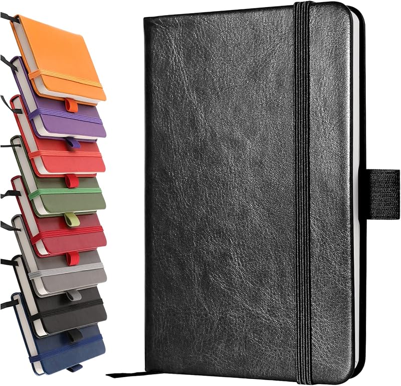 Lefute A6 Notebooks Pocket Notebook Softcover PU Leather 200 Pages Black