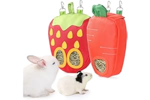JanYoo Timothy Hay Dispenser for Rabbits Guinea Pigs Hay Bag Rack Manage Storage Hanging Large No Mess for Bunny Accessories