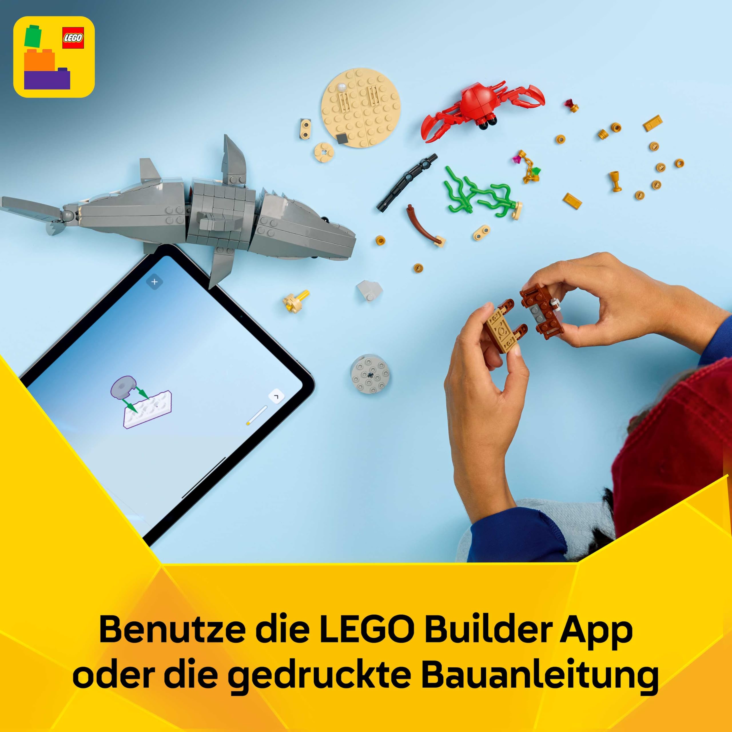 LEGO Creator 3-in-1-Set Wilder Hai mit Schatztruhe - Kreatives Spielzeug & Konstruktionsspielzeug - Meerestiere Bauset mit Hai Figur - Geschenk für Kinder ab 8 Jahren mit 3 Bauoptionen - 31381 6