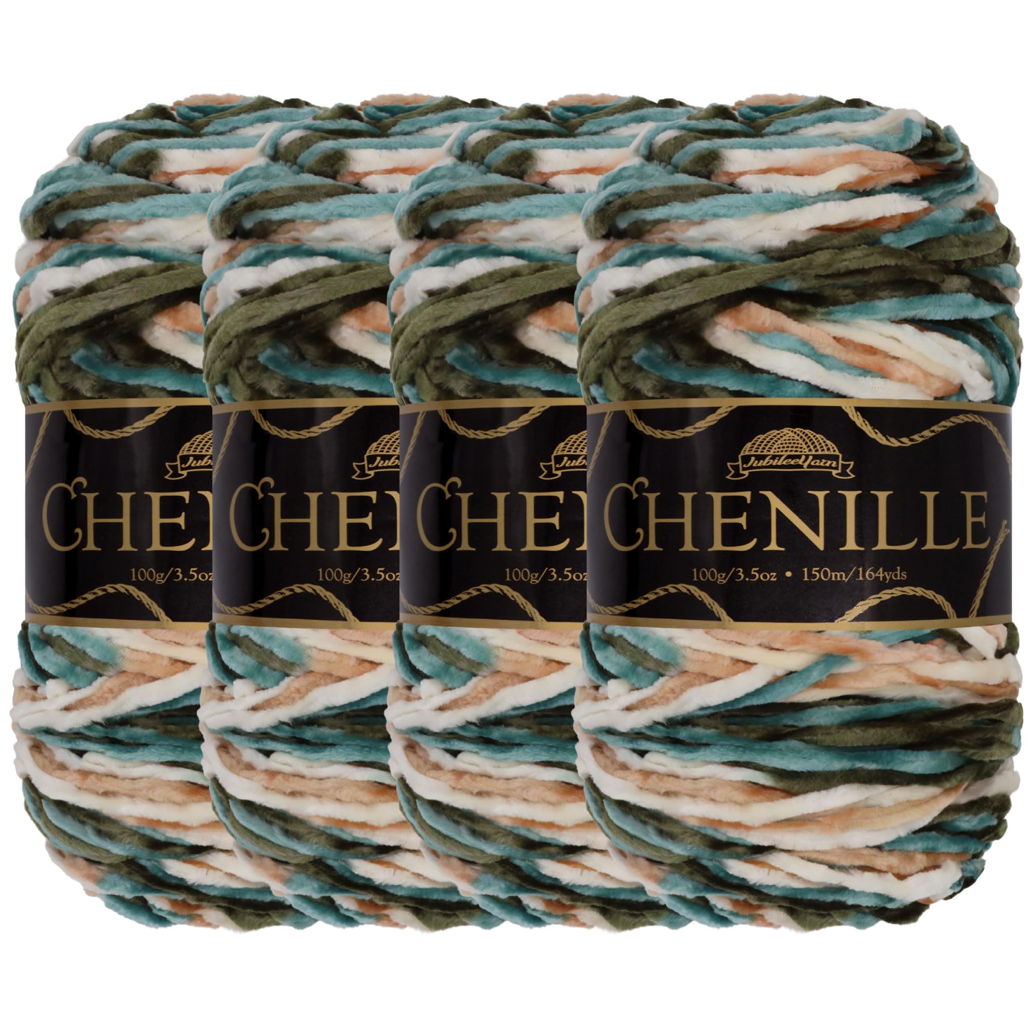 JubileeYarn Chenille Yarn - Worsted Weight - 100g/Skein - Arcadia - 4 Skeins