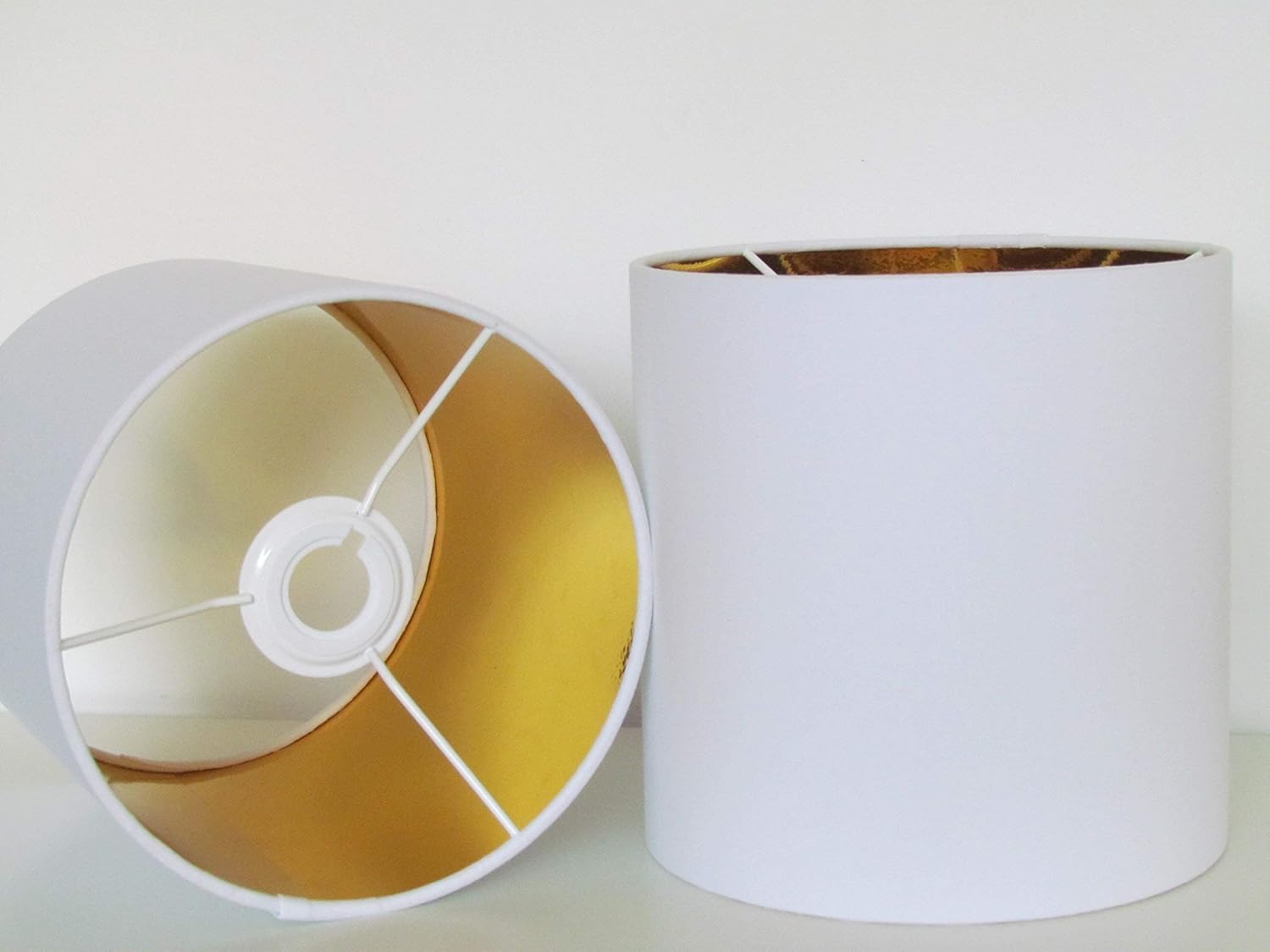 white lampshade with gold lining