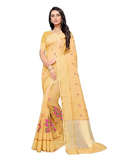 leeza store Womens Super Net Saree With Unstitched Blouse Piece
