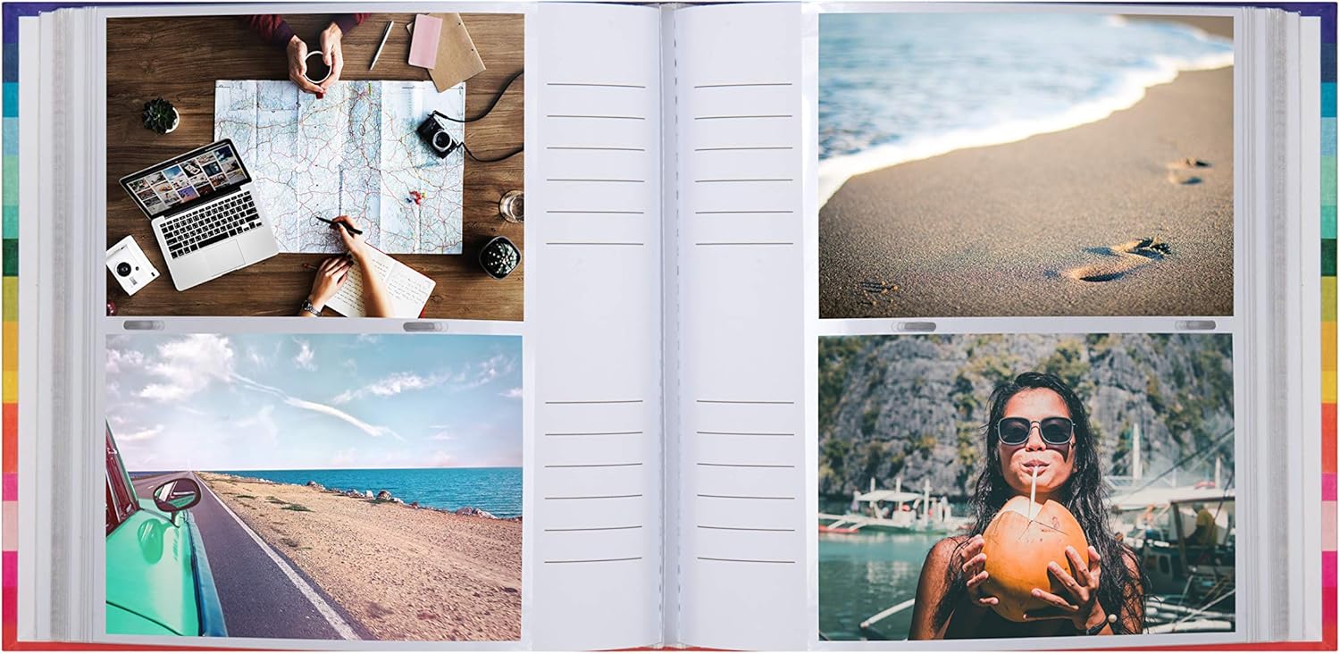 Kenro Rainbow Photo Album 200 Photographs 6x4” / 10x15cm Brightly Coloured Horizontal Stripes with Slip In Pages - KRA101 - Image 5