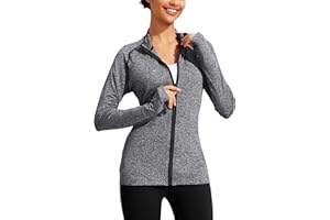 PINSPARK Lightweight Workout Jackets Womens Full Zip Slim Fit Athletic Running Jacket with Thumb Holes