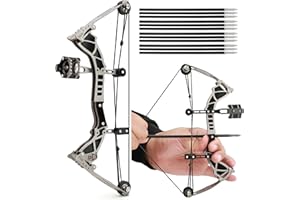 AMEYXGS Archery Bow Set Stainless Steel Compound Bow for Hunting Shooting Practice RH/LH Archer with 4/12 Arrows and Target Paper