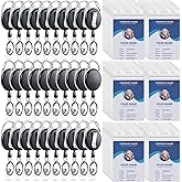 Laumoi Heavy Duty Retractable Badge Holder Reel with Belt Clip Keyring and Waterproof Vertical ID Card Holders for ID Name Card Keychain Badge (30 Pack)