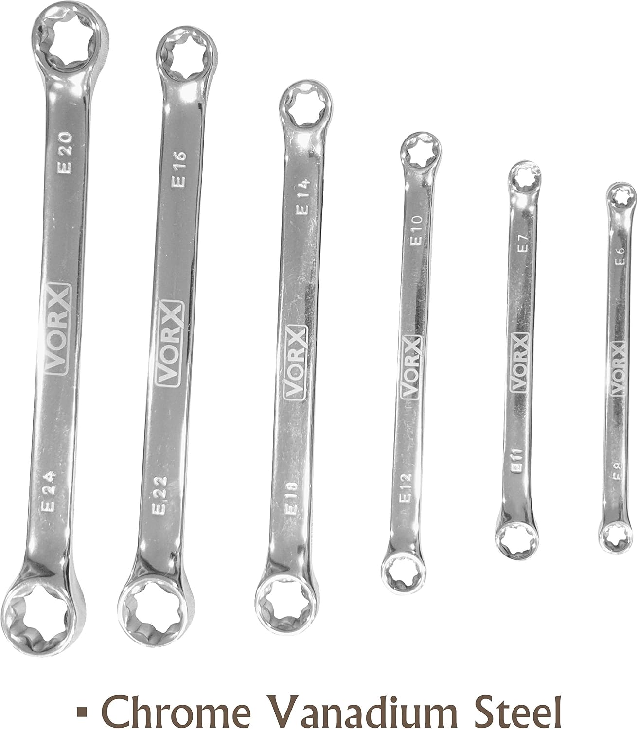 VORX TORX Spanner Set 6 Piece SPANNERS Double END E6 to E24 Drop Forged Chrome Vanadium Supplied in Heavy Canvas Storage Wallet - Image 3