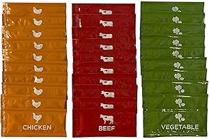 Reduced Sodium Broth Concentrate Variety Bundle with 10 Each Beef, Chicken and Vegetable Concentrates (30 Total) and 1 Habanerofire Skillet and Pan Scraper - Make Great Soups and Easy Clean up
