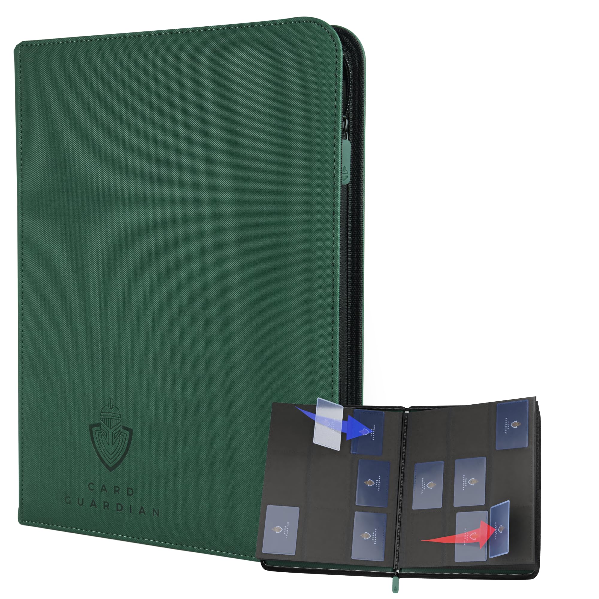 Card Guardian 9 Pocket Card Binder with Zipper – Holds 360 Cards, Side Loading Trading Card Binder for TCG & Football, Premium Card Collection (Green) — image 1