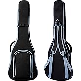 PPOPPO 39/40 Inch Electric Guitar Gig Bag & Soft Case with Neck Strap,7mm Thick Padding+Waterproof Nylon Exterior,Backpack Style Guitar Bag with Dual Adjustable Shoulder Straps&Padded Side Handle,Grey