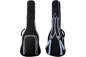 PPOPPO 39/40 Inch Electric Guitar Gig Bag & Soft Case with Neck Strap, 7mm Thick Padding + Waterproof Nylon Exterior, Backpack Style Guitar Bag with Dual Adjustable Shoulder Straps & Padded Side Handle, Grey