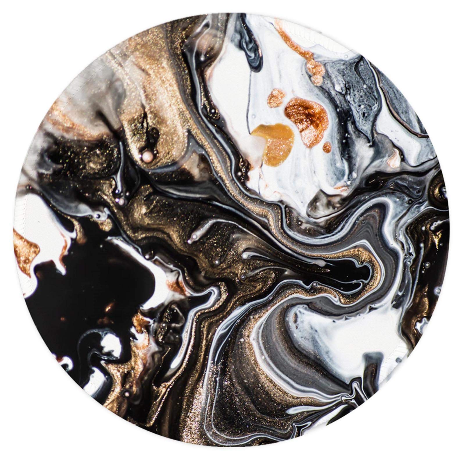 Nakapa Round Mouse Pad,Non-Slip Rubber Base Mousepad 7.9x7.9 inches Mouse Mat for Working Gaming Laptop and Computer (Marble Black)