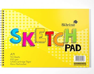 Silvine A4 Sketch Pad 40 Sheets 100gsm Twin Wire Landscape 210 x 297mm