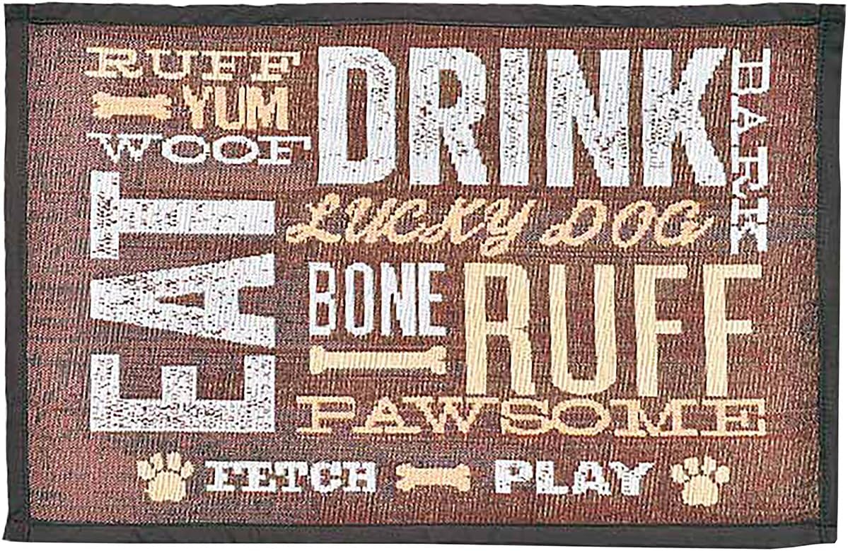 LOVING PETSBella Mat - Dog Day Expressions Fashion Mat - Ideal For Dog And Cat Food And Water Bowls - Skid Resistant Backing