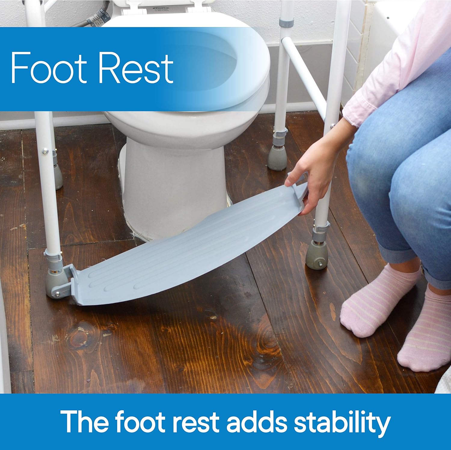 Toilet Safety Frame & Rail - Folding & Portable Bathroom Toilet Safety Rails - Handrail Toilet Bars with Adjustable Height (White): Kitchen & Dining
