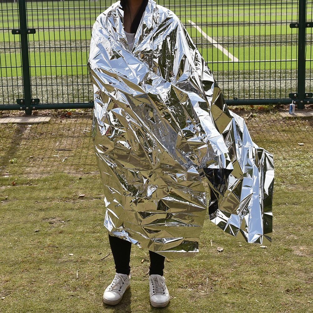 Leberna Emergency Blanket Survival Gear | Foil Mylar Thermal Blankets 59" x 87" inches (Pack of 10) | Big Double Sided Escape Tact Bivvy, | for NASA, Outdoors, Hiking, Space, Marathons First Aid Kit : Sports & Outdoors