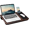 LAPGEAR Home Office Lap Desk with Device Ledge, Mouse Pad, and Phone Holder - Espresso Woodgrain - Fits up to 15.6 Inch Lapto