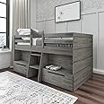 Max & Lily Modern Farmhouse Low Loft Bed with 2 Drawers, Twin, Driftwood