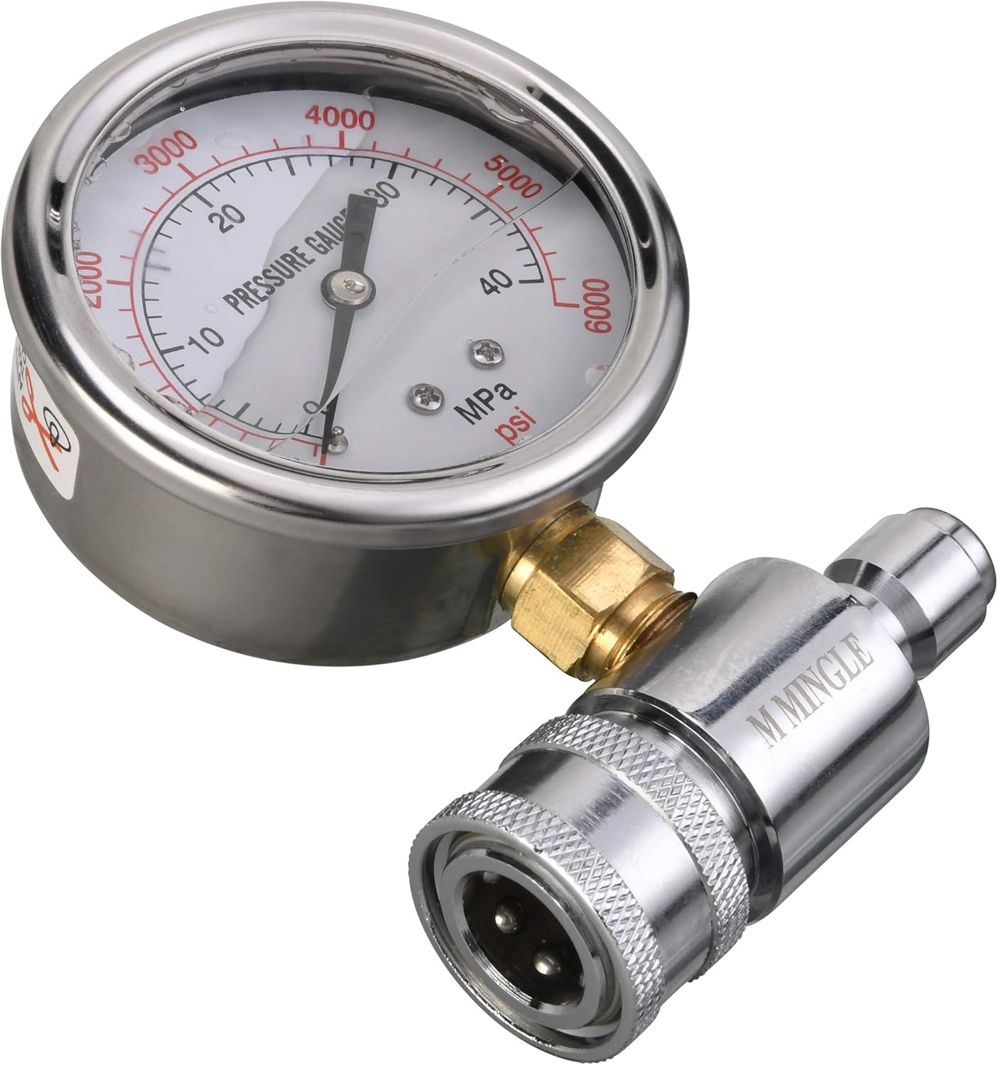 M MINGLE Pressure Washer Gauge Kit, 3/8 Inch Quick Connect, 6000 PSI