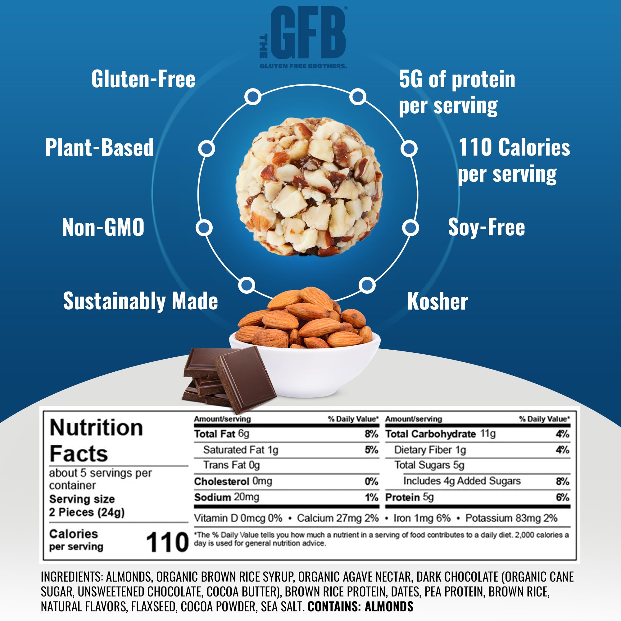 The GFB Variety Pack Protein Bites - Gluten Free, Plant Based, Non GMO, Sustainably Made – Ridiculously Tasty, Healthy, Vegan, Protein Energy Balls, 4 oz (6 Count)