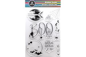 Alinacutle Halloween Stamp,Clear Stamps Silicon Stamp,Paper Craft Ink Stamps for Handmade Card/Scrapbooking/Album/Planner Transparent Stamps,Halloween Spider Bat Boo to You 1/PK