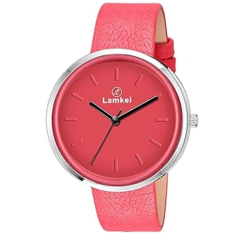 Imported Analogue Display Red Dial Red Leather Strap Womens Watch  LMK-0096