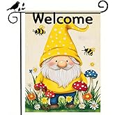 BlissYard Spring Garden Flag 12x18 Inch Double Sided Spring Welcome Gnome Yard Flag Flower Butterfly Small Garden Flags Welcome Springs Outside Holiday Decorations Farmhouse Flags