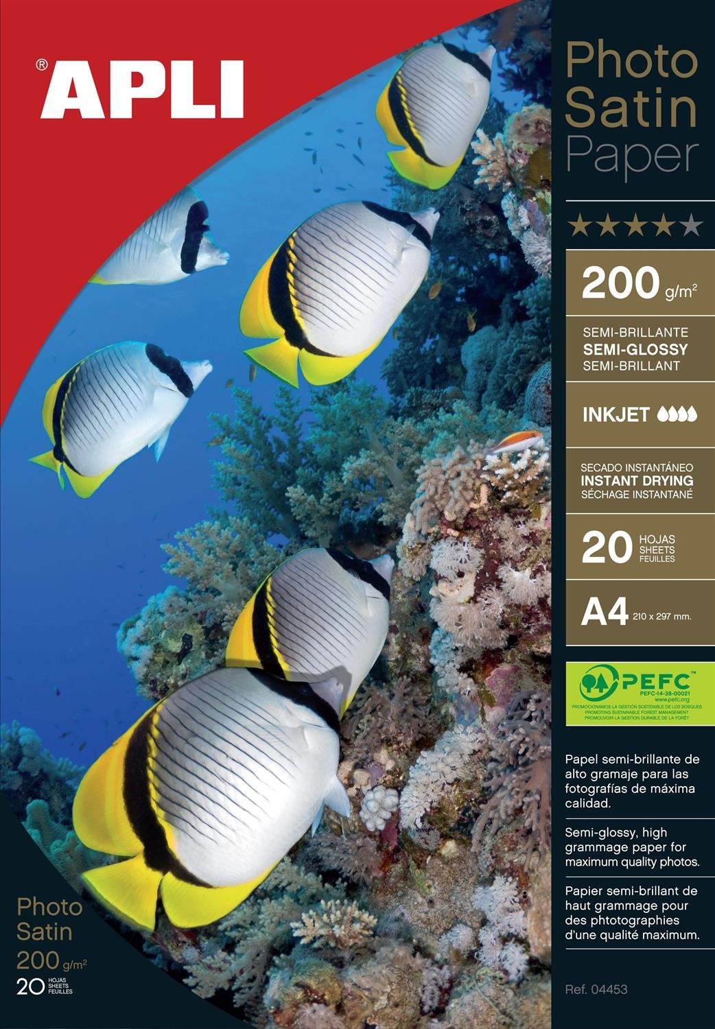 Apli 004453 Satin Photo Paper 210 x 297 mm 175 g Pack of 20