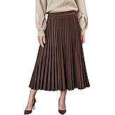 CUPSHE Women's Pleated Midi Skirts Dressy A Line Velvet High Waist Long Skirt