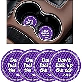 Ziciner 4 Pack Bling Car Cup Holder Coaster, 2.75 Inch Anti-Slip Auto Insert Cup Coaster, Crystal Car Drink Cup Mat Perfect for Women Girls, Universal Interior Decor Accessories (Dark Purple)