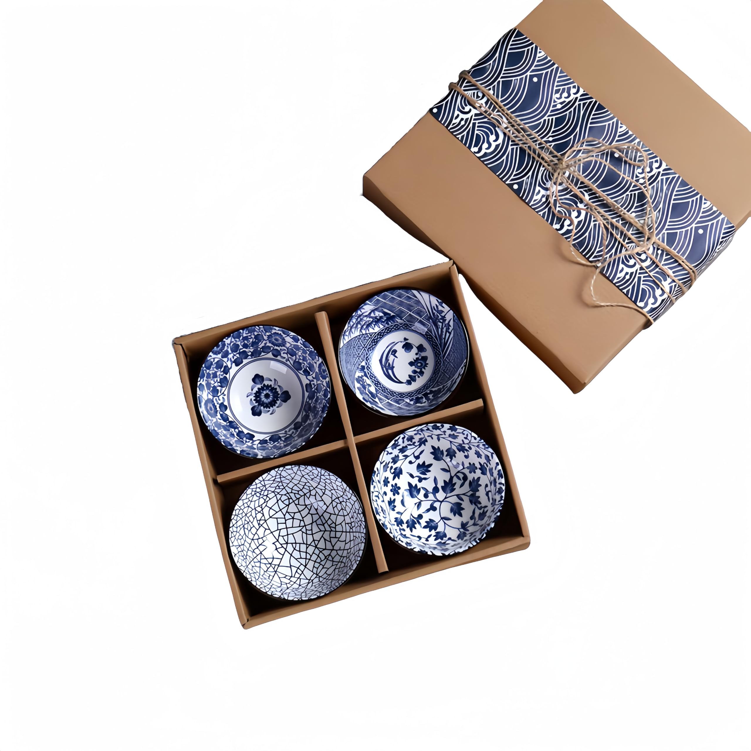 NBBENG Japanese Style Ceramic Dipping Bowls, Rice Bowl with Gift Box, Side Soy Sauce Dishes for Sushi Dip Snack and Oil, Porcelain Serving Bowls for Rice Soup Dessert Snack